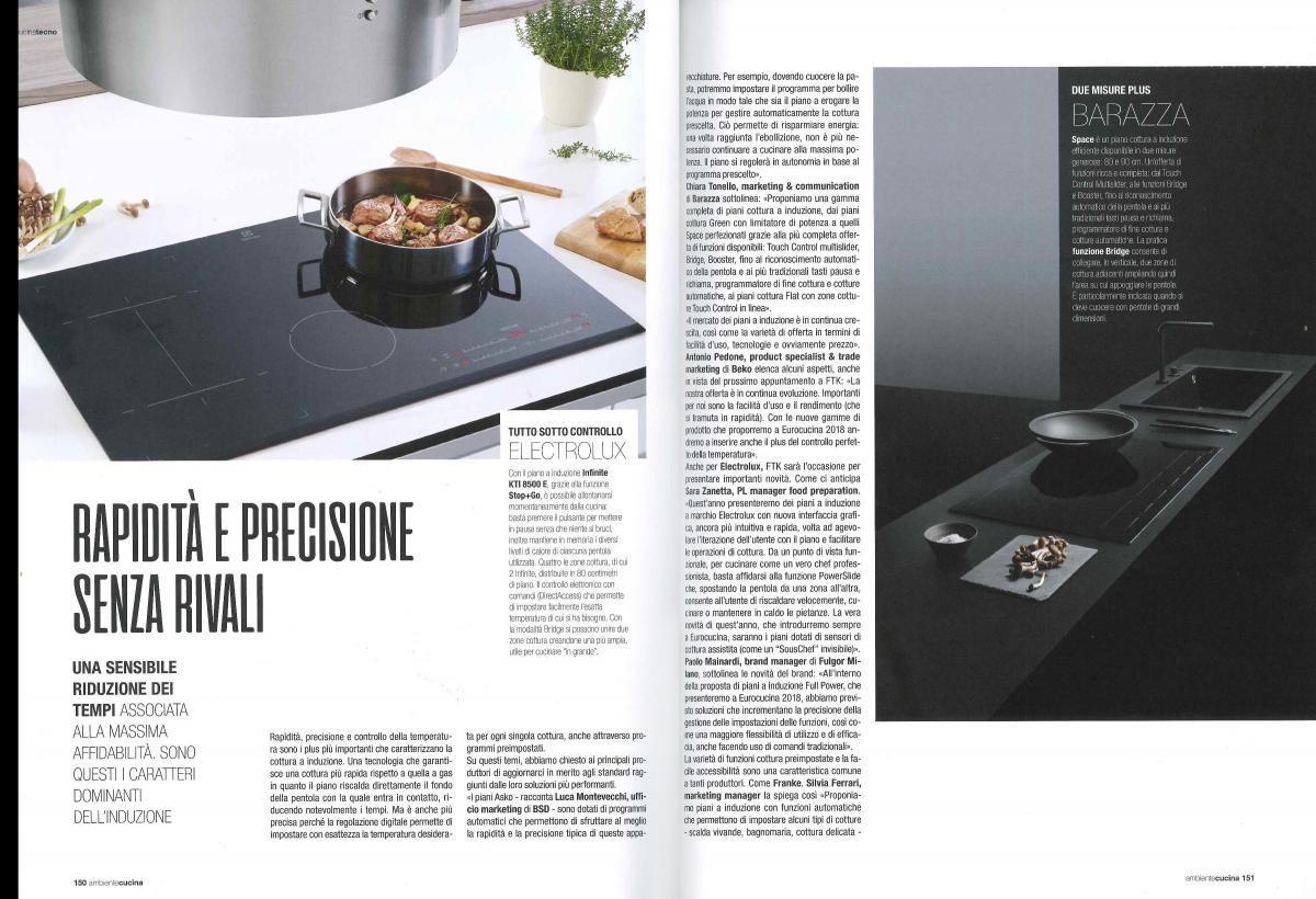 SPACE INDUCTION HOBS ON “AMBIENTE CUCINA” MAGAZINE